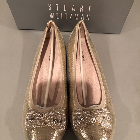 Stuart Weitzman Fannie Glitz Ballet Flat Champagne - Picture 9 of 10